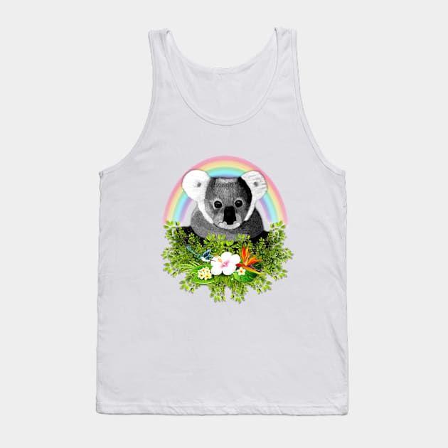 Cute Koala with Flowers, Rainbow and Hummingbird Tank Top by KC Morcom aka KCM Gems n Bling aka KCM Inspirations